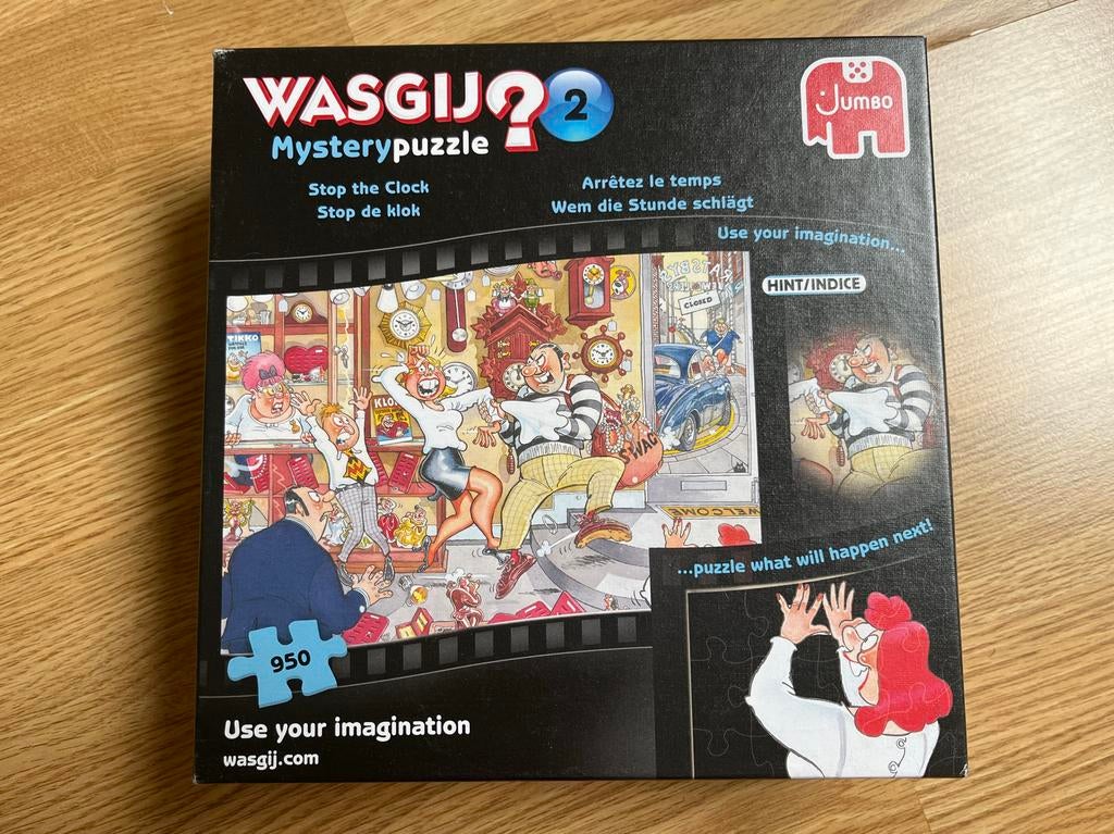 Wasgij Mystery Puzzel 2 - Stop the Clock (950 stukjes), Ophalen of Verzenden, 500 t/m 1500 stukjes, Zo goed als nieuw, Legpuzzel