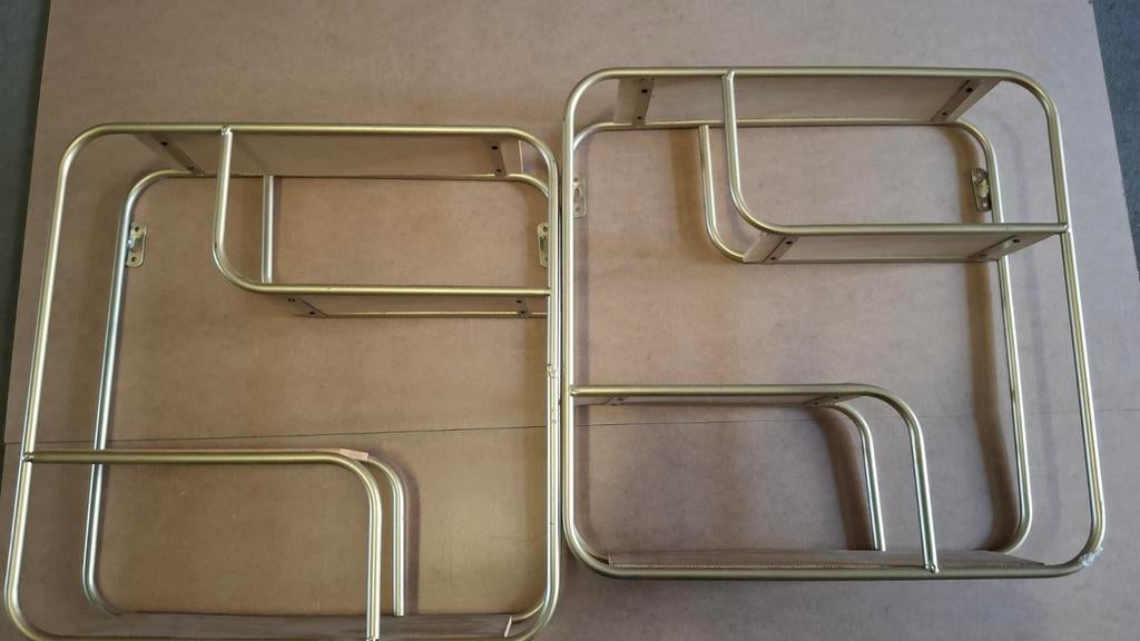 Vintage messing wandplankjes  (2 stuks), Ophalen, Gebruikt