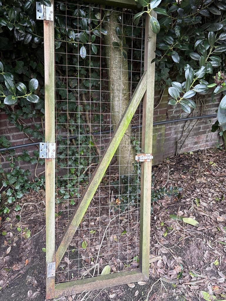 Houten tuindeur met gaas, Ophalen, Met poort, Gebruikt, Tuinhek