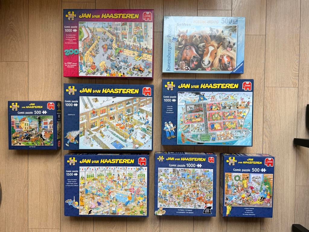 Jan van Haasteren puzzels en Ravensburger, Ophalen of Verzenden, 500 t/m 1500 stukjes, Zo goed als nieuw