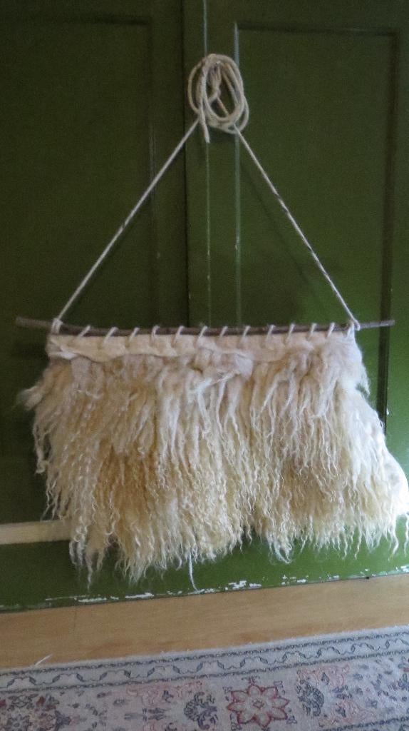 Racka schaap, wol, wandkleed, krullen, 70x50cm, vilt vacht, Verzenden, Boho, Wandkleed, Nieuw