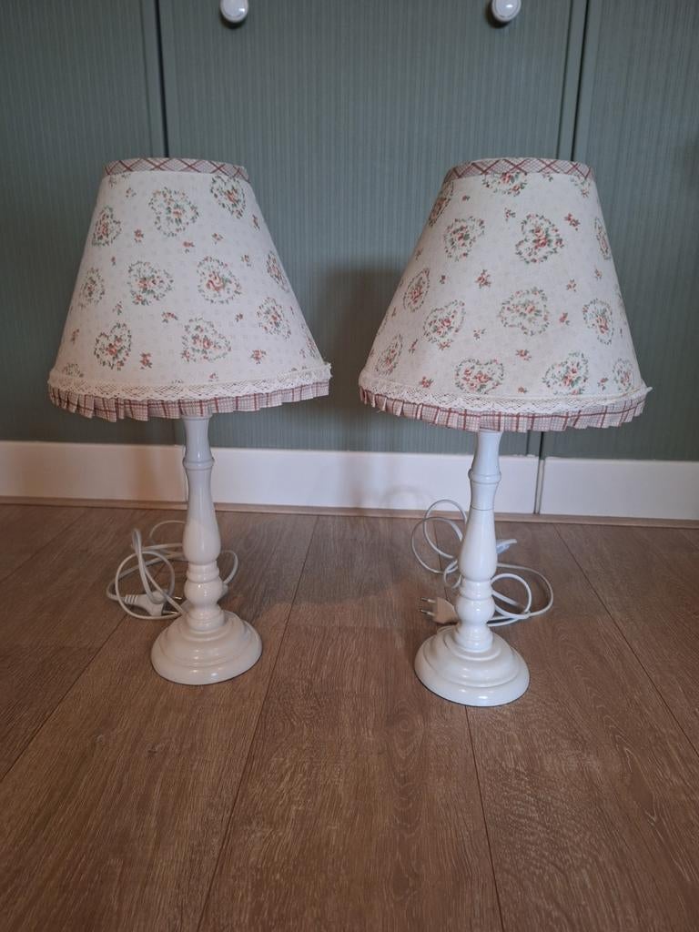 2 brocante tafellampjes van Clayre & Eef, Ophalen, Gebruikt, Stof, Minder dan 50 cm