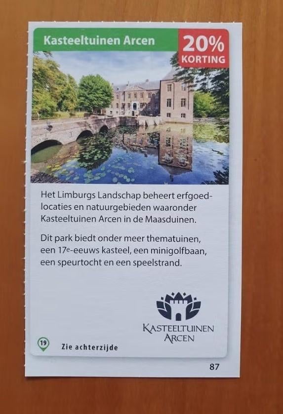 Kasteeltuinen Arcen 20% korting maximaal 4 personen, Tickets en Kaartjes, Drie personen of meer, Kortingsbon