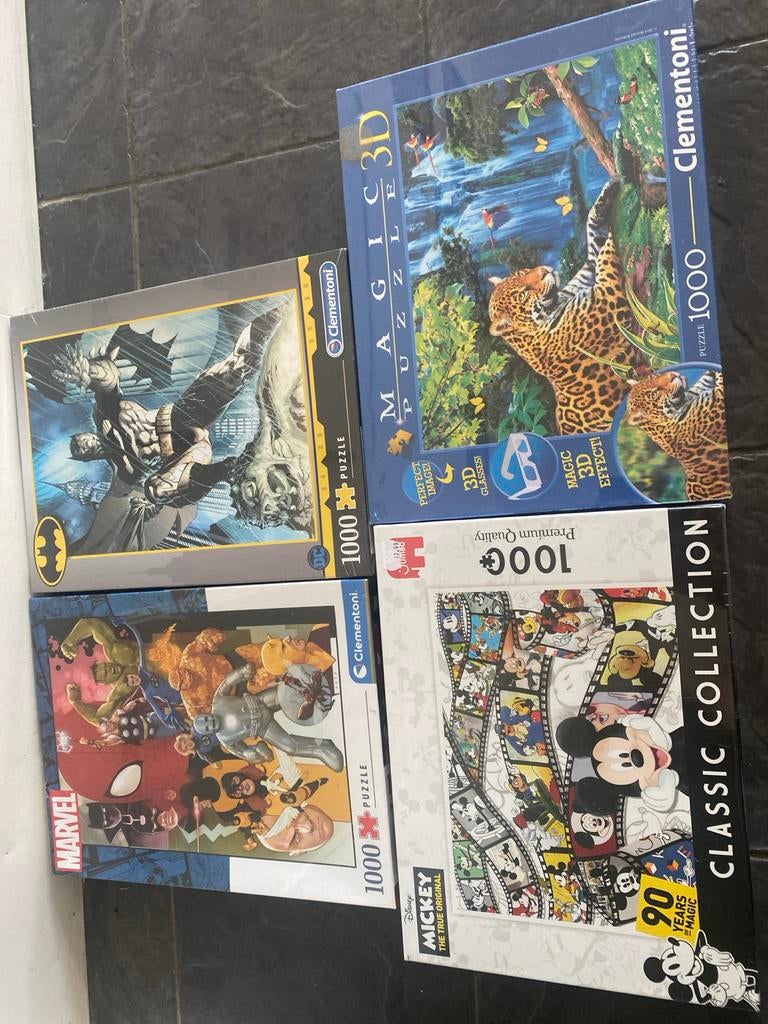 Diverse 1000-stukjes Puzzels: Marvel, Batman, Mickey, 3D, Ophalen of Verzenden, 500 t/m 1500 stukjes, Nieuw, Legpuzzel