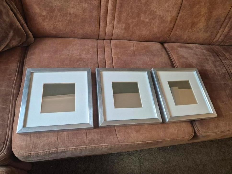 3x IKEA Ribba fotolijst zilverkleurig 23x23 artikel: 15246, Minder dan 50 cm, Gebruikt, Ophalen of Verzenden, Minder dan 50 cm