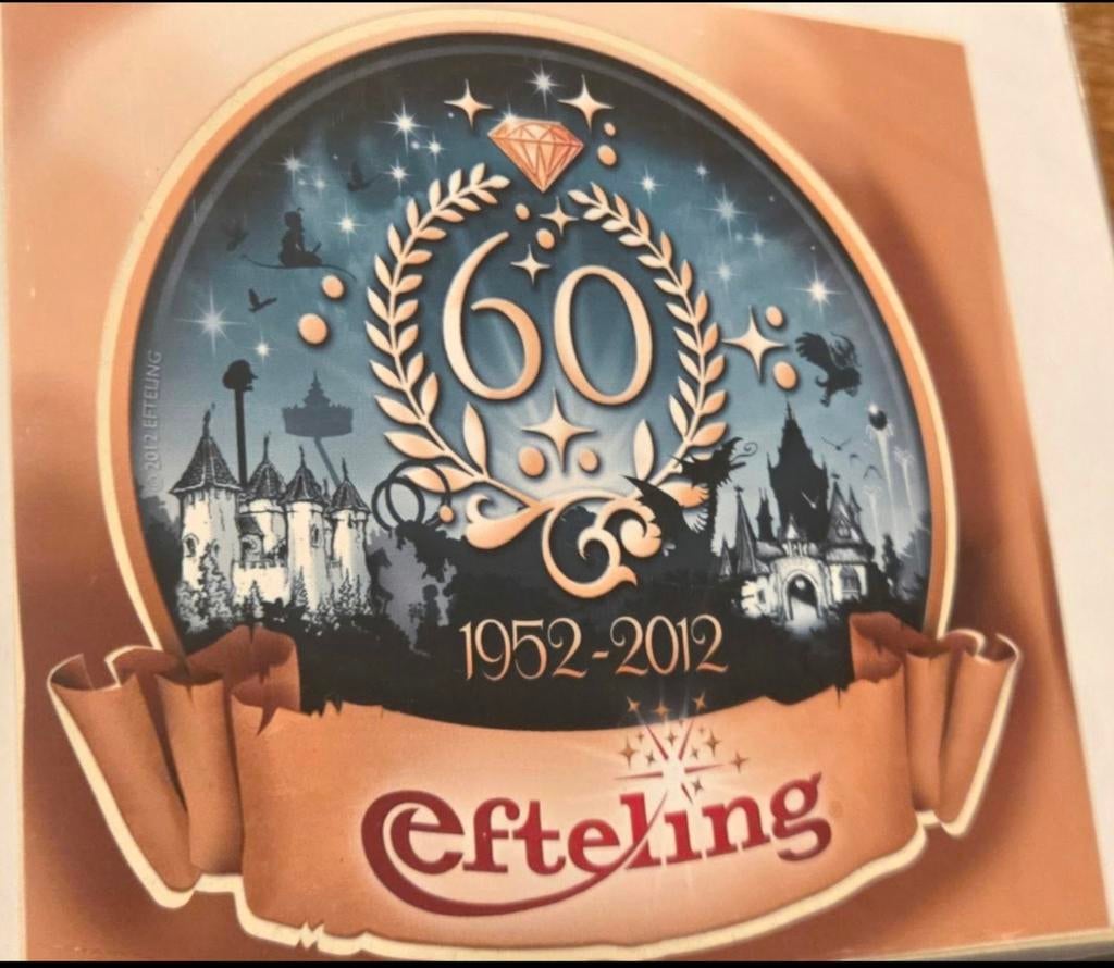Efteling 60 jaar jubileum sticker 1952-2012, Ophalen of Verzenden, Nieuw, Overige typen