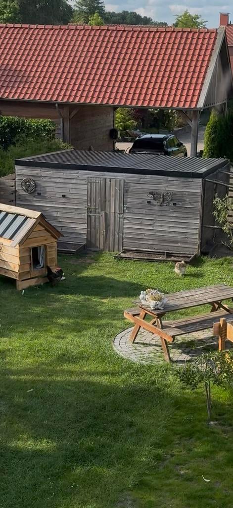 Schuur met anticondensplaten, ongeveer 6x4 meter, Ophalen of Verzenden, Gebruikt, Hout, Overige typen