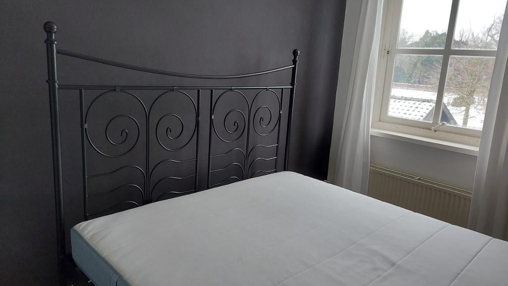 2 persoons zwart bed, Ophalen, 90 cm, Zwart, Tweepersoons