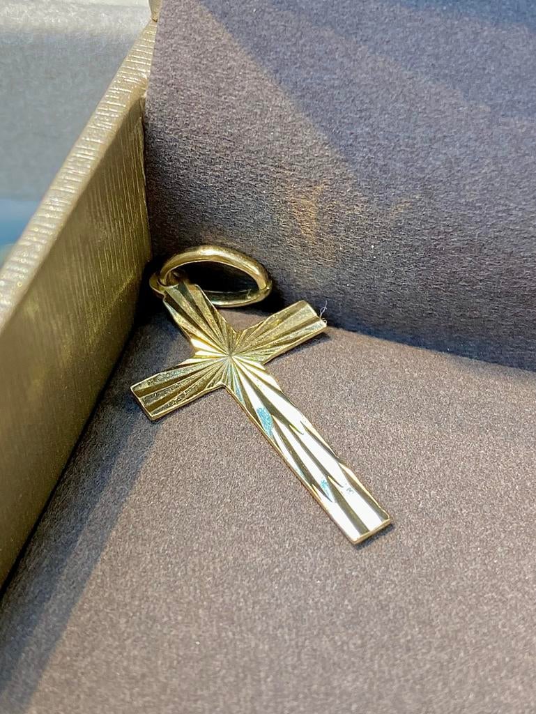 14k Gouden Kruishanger, Nieuw, Ophalen of Verzenden, Kruis of Symbool, Goud