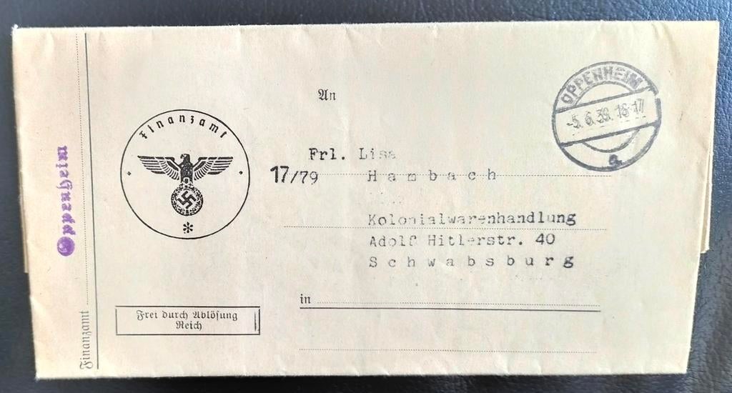 Duitse Rijk Brief Finanzamt Oppenheim met inhoud uit 1939., Verzenden, Brief