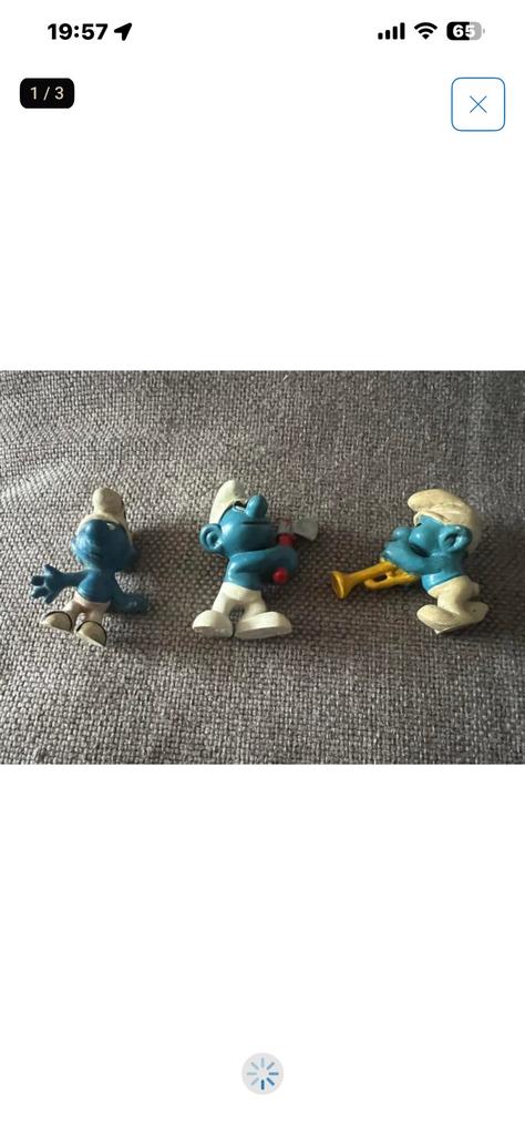 3 oude eerste smurfe, Verzamelen, Smurfen, Ophalen of Verzenden, Zo goed als nieuw, Verschillende Smurfen