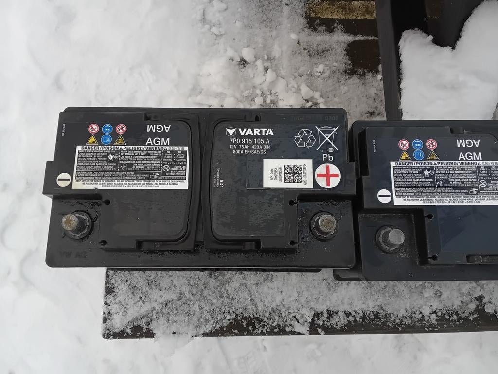 Accu's Varta Agm 7p0-915 105a (75A/800A), Ophalen of Verzenden, Gebruikt