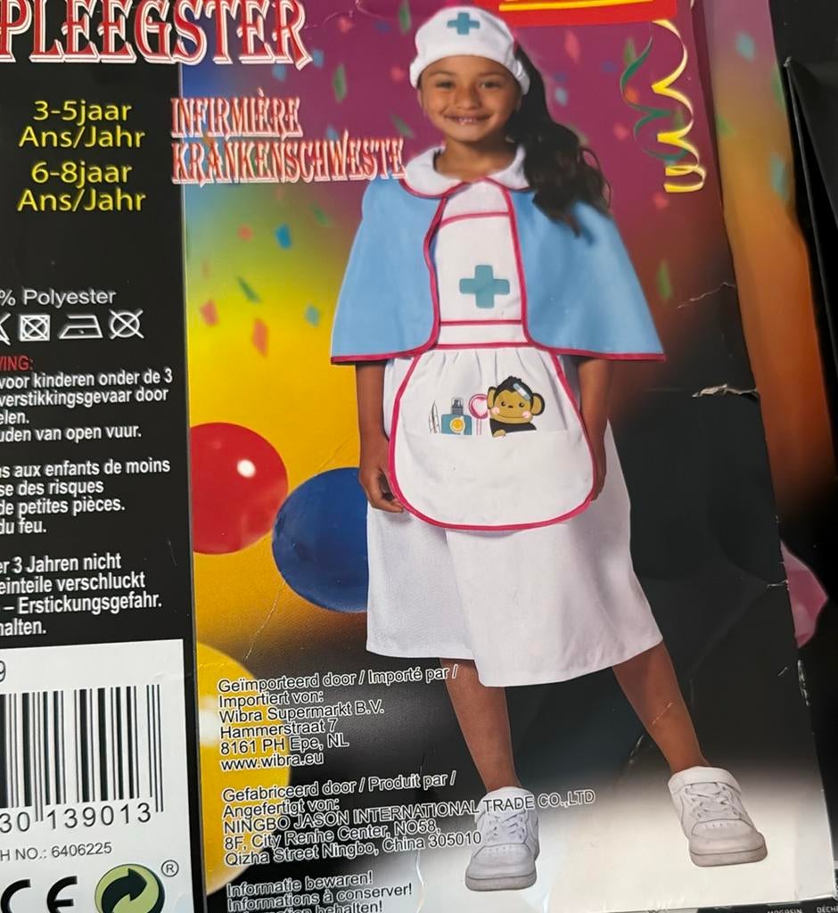 Verkleedset verpleegster 6/8 jaar nieuw, Ophalen of Verzenden, Zo goed als nieuw, Maat 34 (XS) of kleiner, Carnaval