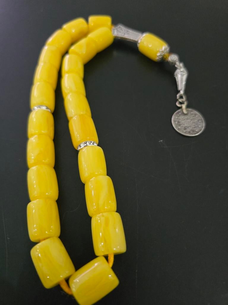 💫💫💫vuur amberkleurige gebedskralen💫💫💫, Sieraden, Tassen en Uiterlijk, Kettingen, Geel, Ophalen of Verzenden, Zo goed als nieuw