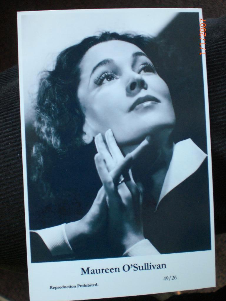 kaart Maureen O'Sullivan 2, Verzamelen, Ophalen of Verzenden, 1980 tot heden, Ongelopen, Sterren en Beroemdheden