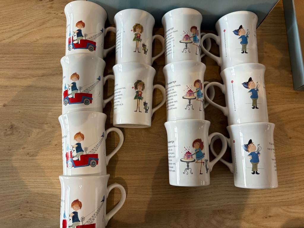 12 Douwe Egberts Pluk van de Petteflet mokken, Ophalen of Verzenden, Zo goed als nieuw, Overige stijlen, Kop(pen) en/of Schotel(s)