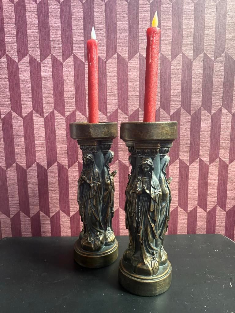 Maria kandelaren - Brons, 30 cm, Huis en Inrichting, Ophalen, Zo goed als nieuw, Kandelaar, Brons of Koper