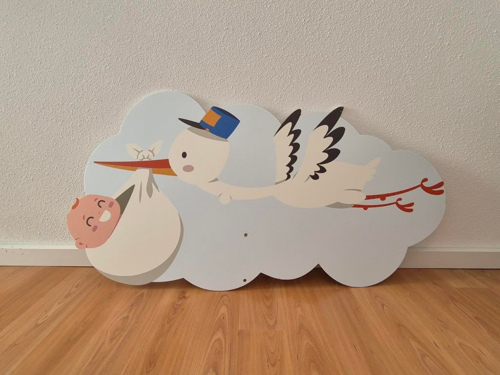 Leuke wanddecoratie ooievaar met baby, Ophalen of Verzenden, Zo goed als nieuw, Wanddecoratie
