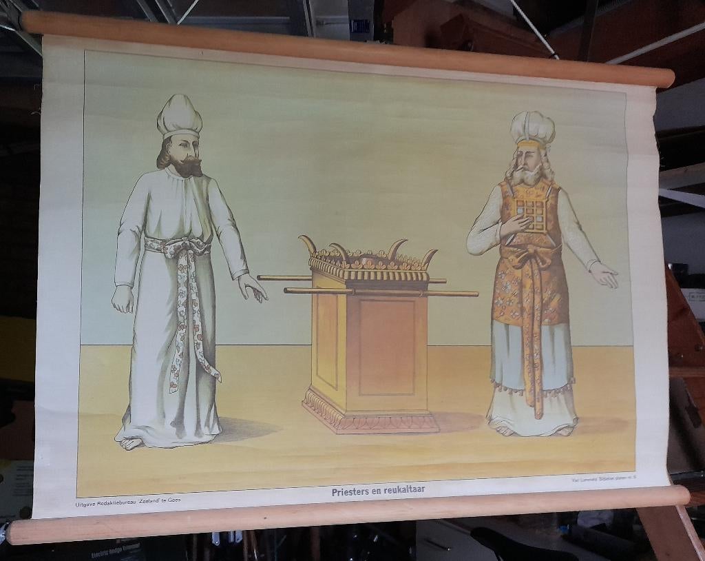 Schoolplaat PRIESTERS EN REUKALTAAR, Antiek en Kunst, Antiek | Schoolplaten, Ophalen of Verzenden, Overige thema's