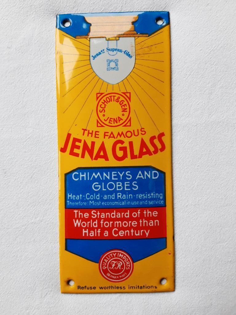 emaille bord deurpostje jena glass, Ophalen of Verzenden