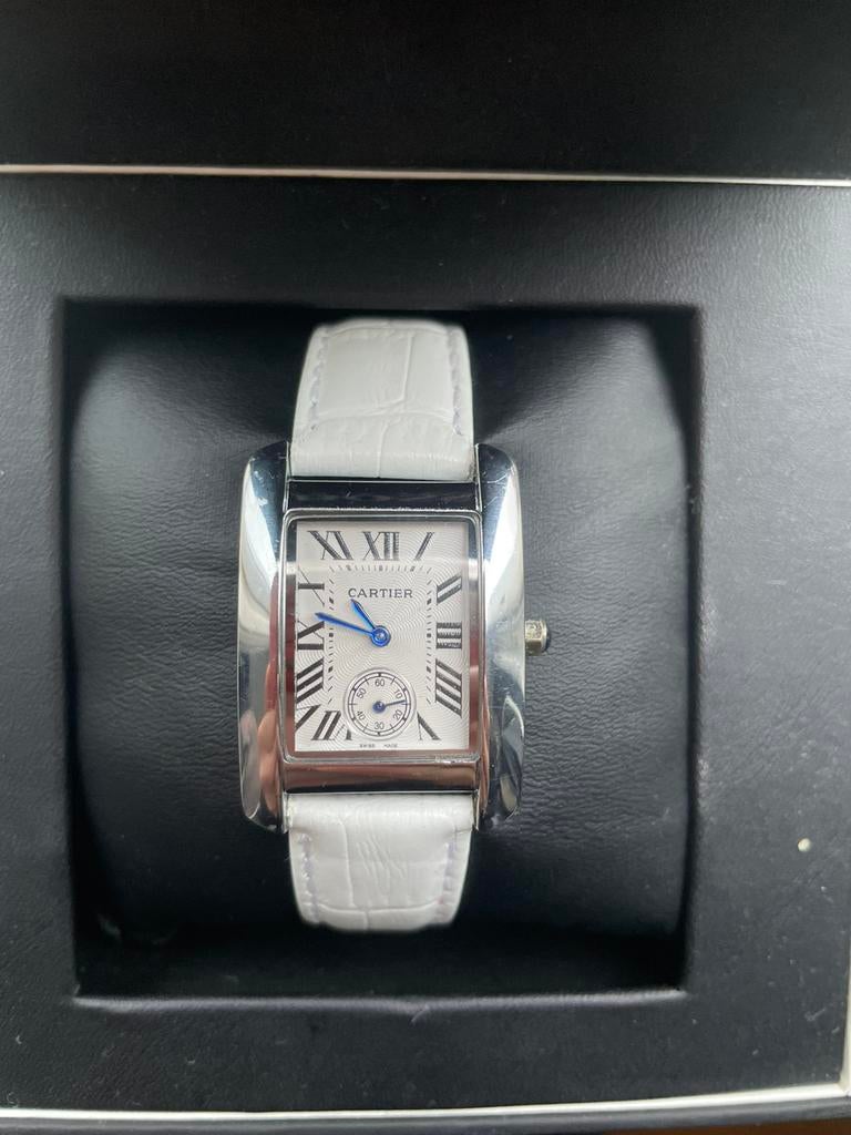Cartier tank horoge, Overige merken, Leer, Polshorloge, Ophalen of Verzenden