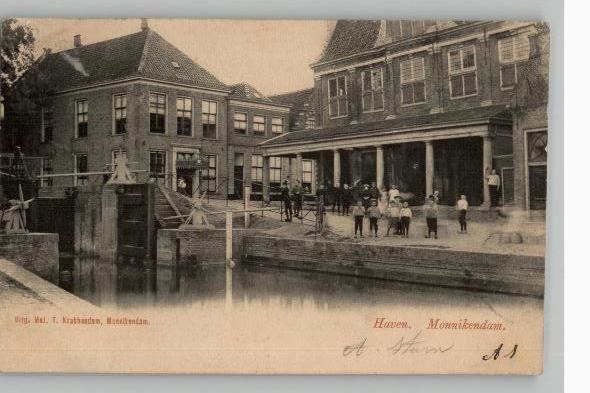 Monnikendam Haven+Sluis st 1904 uitg T. Krabbendam, Verzenden, Voor 1920, Gelopen, Noord-Holland