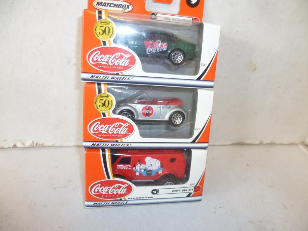 Matchbox Coca Cola Ford Falcon Volkswagen Beetle Chevy Van, Hobby en Vrije tijd, Modelauto's | Overige schalen, Ophalen of Verzenden