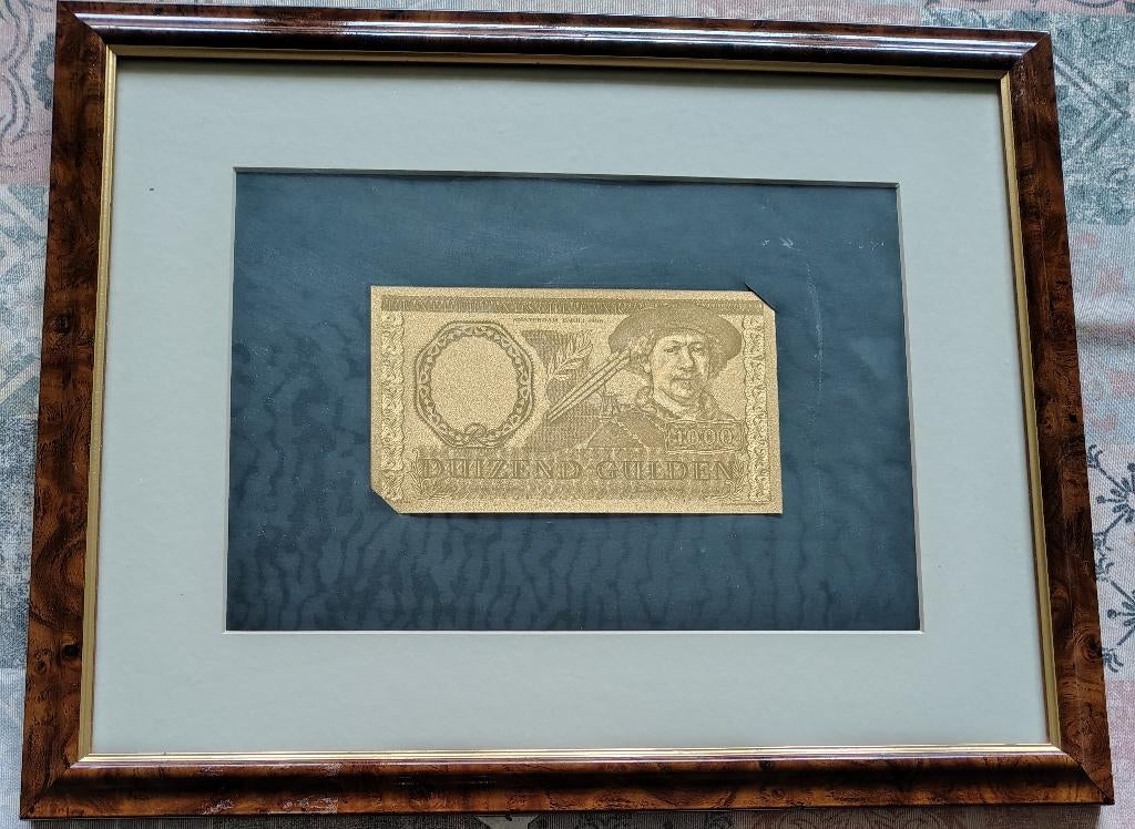 1000 Gulden 1956 Rembrandt in 'gold' in frame, Ophalen, 1000 gulden