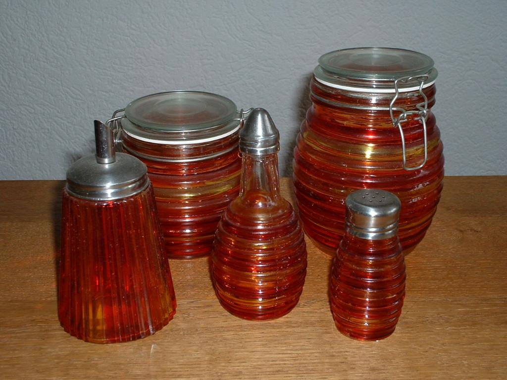 Glazen zout peper suiker olie potjes, Ophalen, Zo goed als nieuw