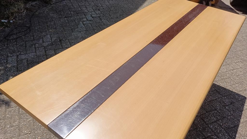 Italiaanse design eettafel 195x85 – met hoogglans strook, Huis en Inrichting, Tafels | Eettafels, Ophalen, Gebruikt, 50 tot 100 cm