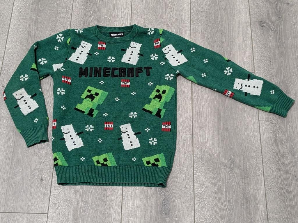 Kersttrui Minecraft 134 140 kerst trui groen creeper tnt, Kinderen en Baby's, Kinderkleding | Maat 134, Gebruikt, Jongen of Meisje