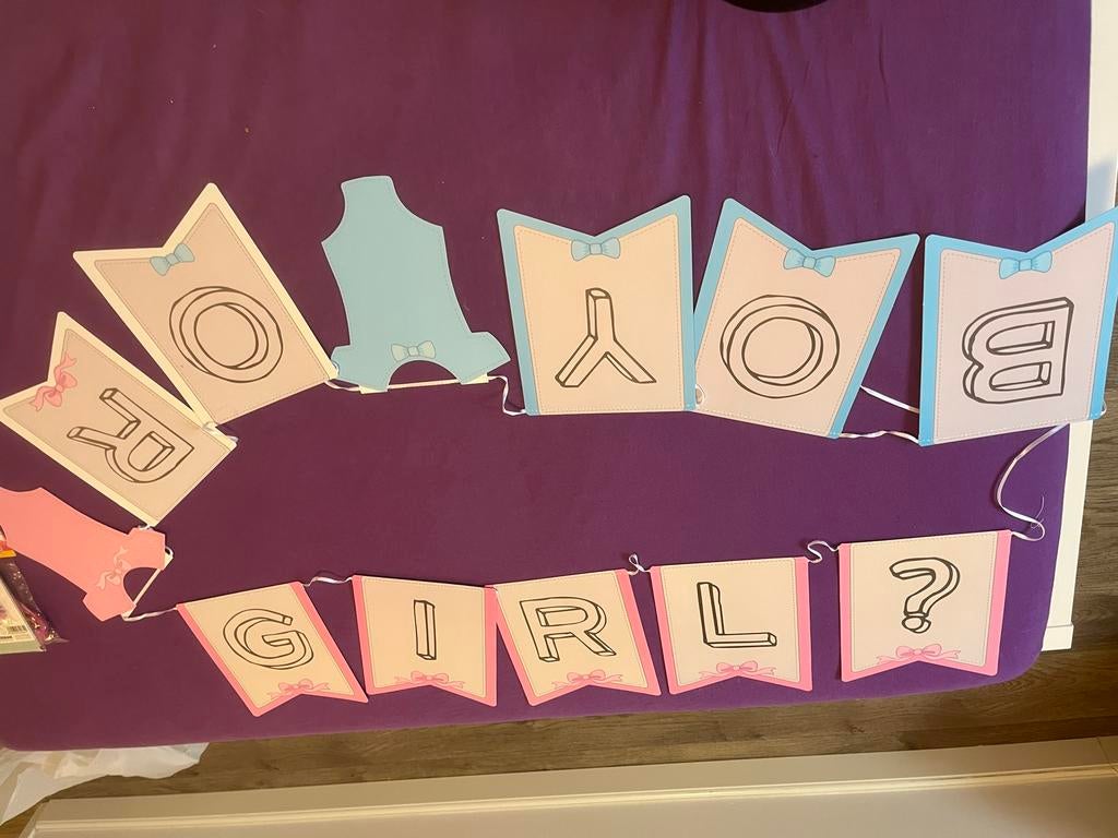 Geboorte versiering - Slinger, ballonnen, onderzetters, Ophalen of Verzenden, Gebruikt, Kraamcadeau