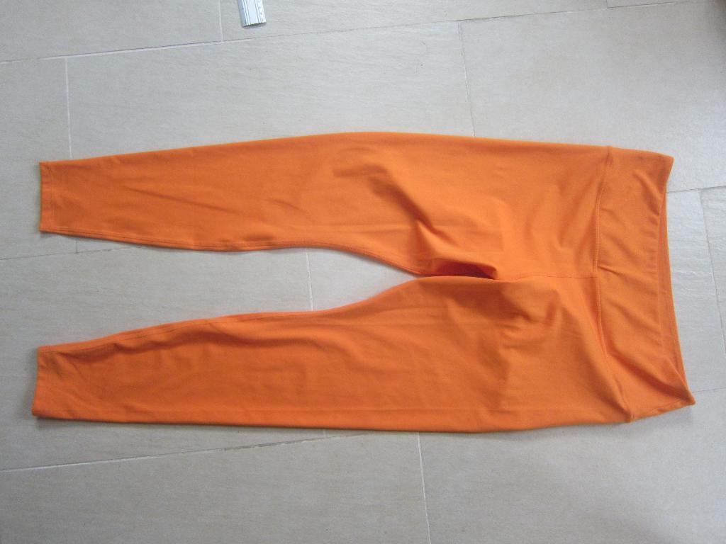Fijne high waist elastische lange legging oranje   maat M-L, Legging, Ophalen of Verzenden, Maat 40/42 (M), Oranje