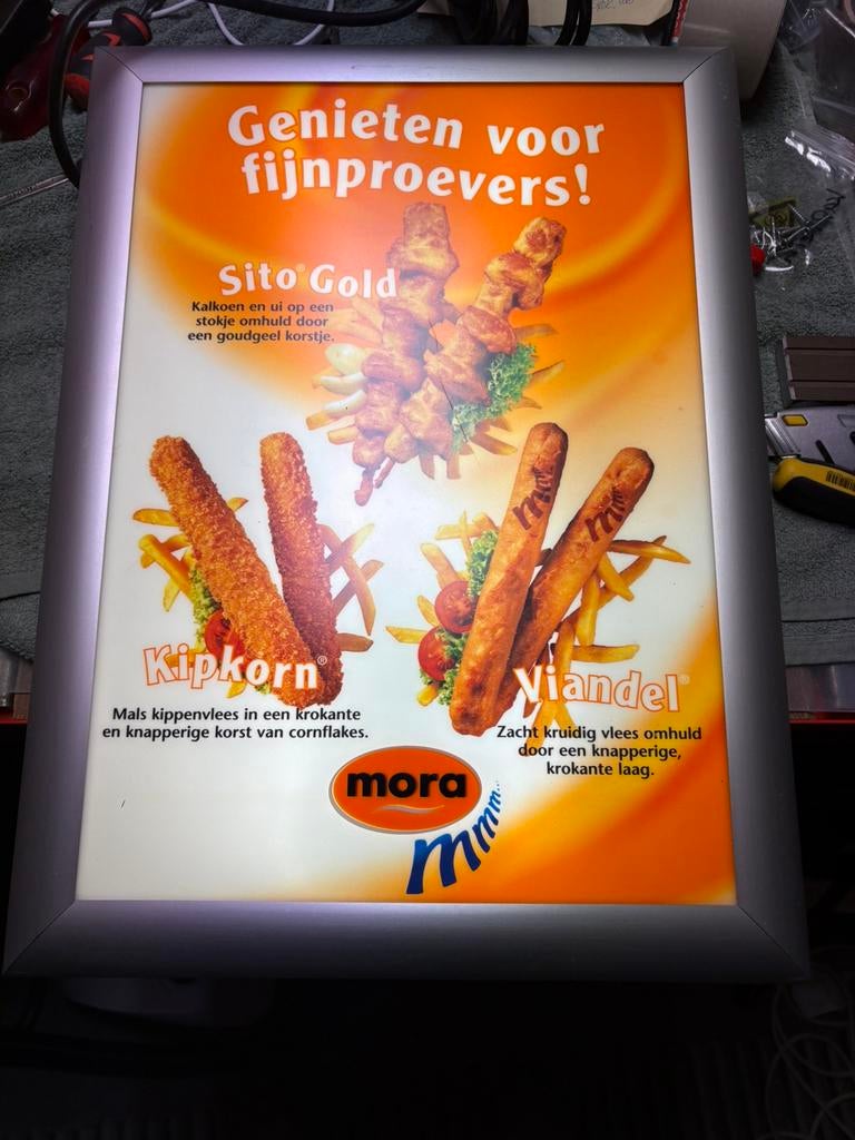 Mora lichtreclame, Ophalen of Verzenden, Zo goed als nieuw, Lichtbak of (neon) lamp