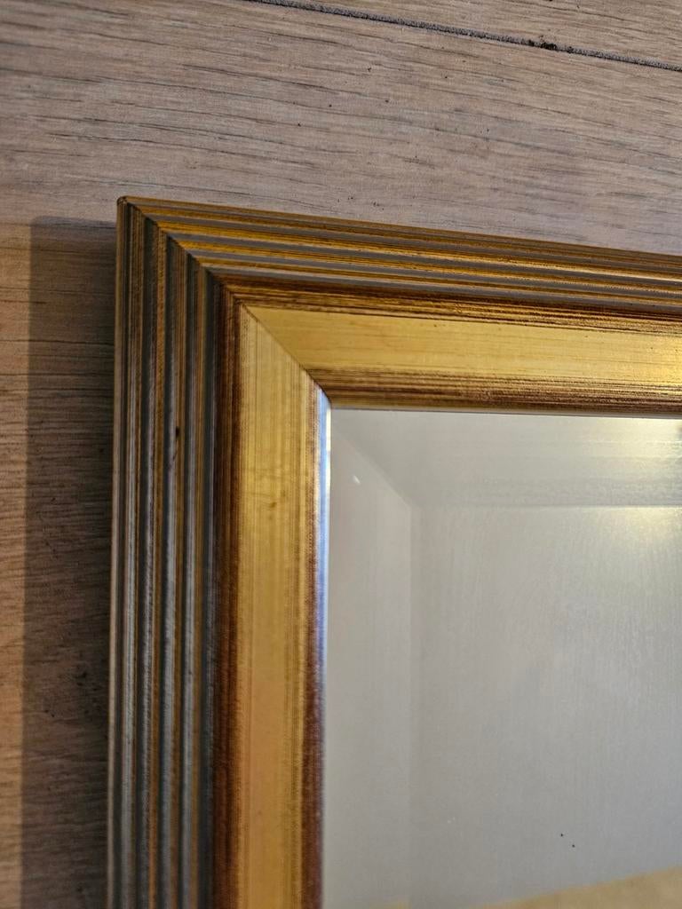 Vintage Gouden Hollywood Regency Spiegel – Facetgeslepen, Ophalen, Zo goed als nieuw, Rechthoekig, Minder dan 100 cm