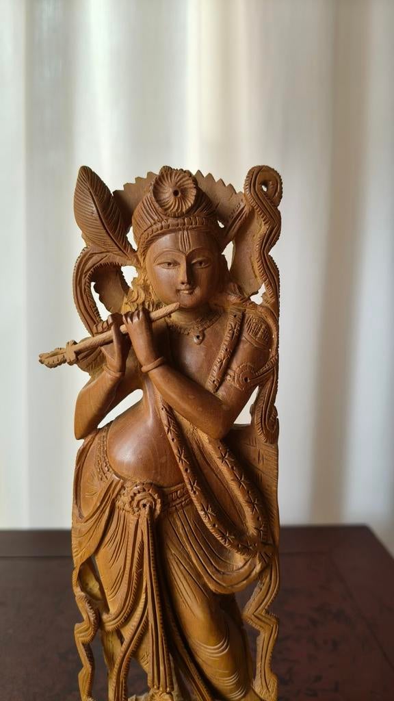 Krishna Sandelhouten Beeld - Indiaas Vakmanschap, Ophalen of Verzenden