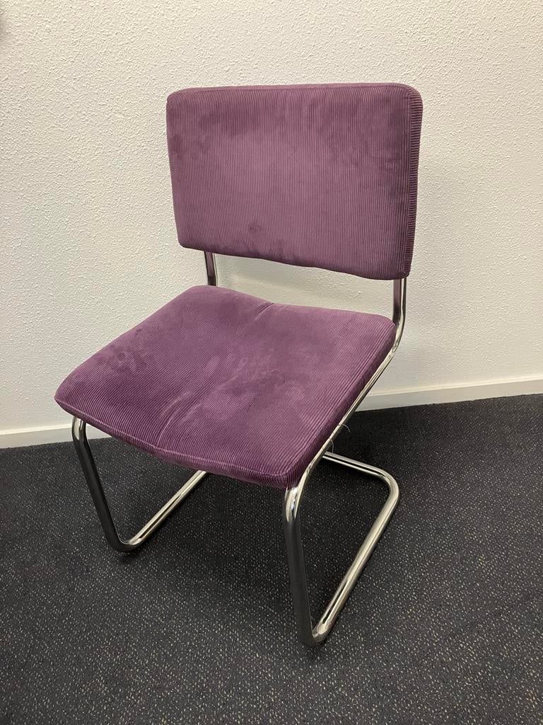 Paarse stoel met chroom buisframe, type Gispen, Ophalen, Gebruikt, Overige kleuren, Gipsen