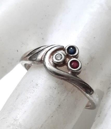 Teka Theodor Klotz mooie zilveren ring met drie steentjes 92, Ophalen, 18 tot 19, Zo goed als nieuw, Dame