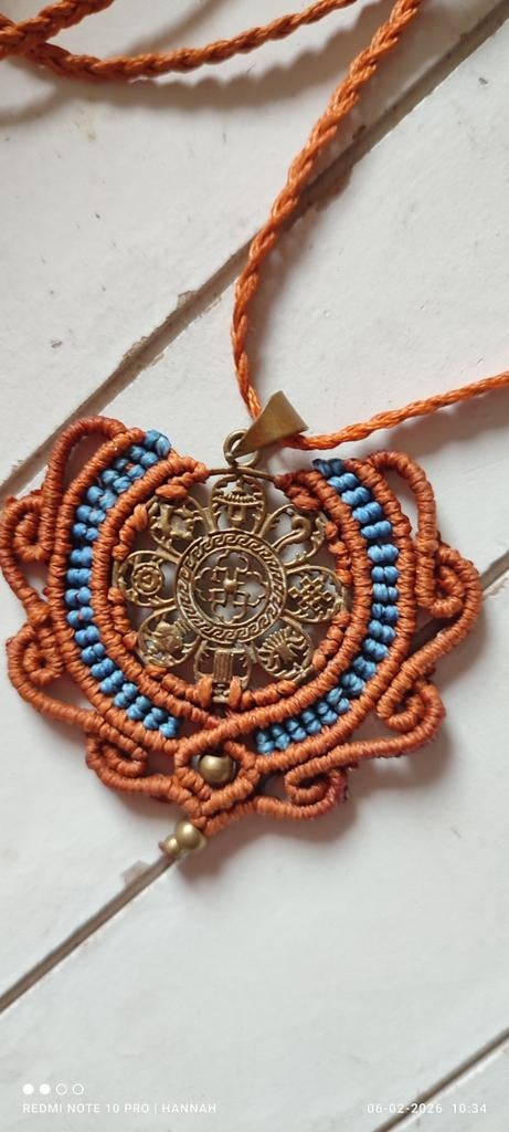 Tibetaanse Bagua Hanger - Veiligheidsamulet, Gebruikt, Bruin, Ophalen of Verzenden, Overige materialen