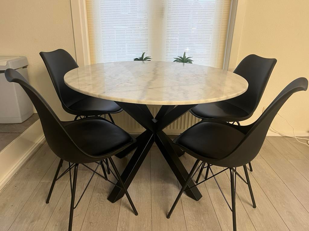 Eettafel natuursteen marmer, Huis en Inrichting, Tafels | Eettafels, Ophalen, Overige materialen, 100 tot 150 cm, Rond