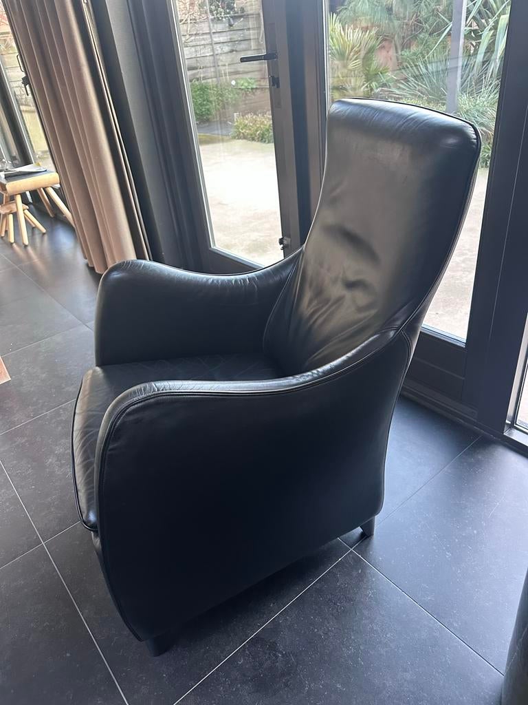 Wittmann leren fauteuil - Zwart, Ophalen of Verzenden, Gebruikt, Leer, 75 tot 100 cm
