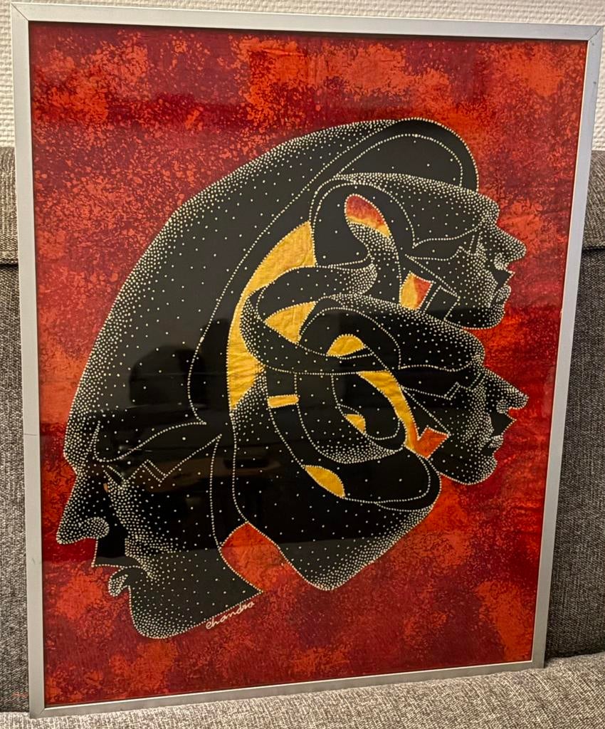 Indonesische batik op doek, Chandra - Jakarta 1995, Antiek en Kunst, Kunst | Niet-Westerse kunst, Ophalen of Verzenden