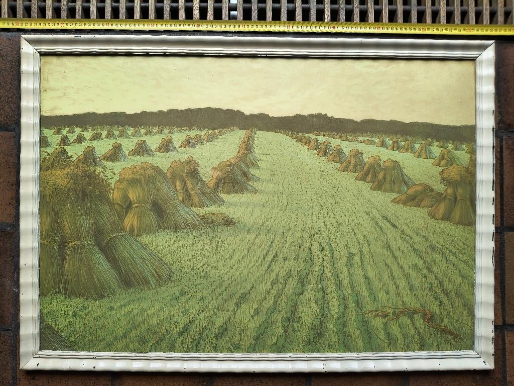 poster (?) graan oogst boer landschap, Ophalen, Gebruikt, 50 tot 75 cm, 100 tot 125 cm