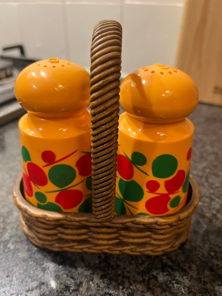 Emsa peper en zoutstel met houder, Ophalen of Verzenden, Gebruikt, Kunststof, Los bestek