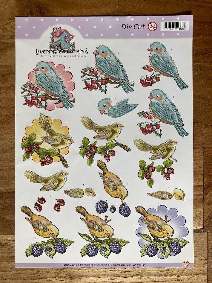 Uitdrukvel Yvonne Creations - vogels vogeltjes, Ophalen of Verzenden, Nieuw, Dieren, Knipvel