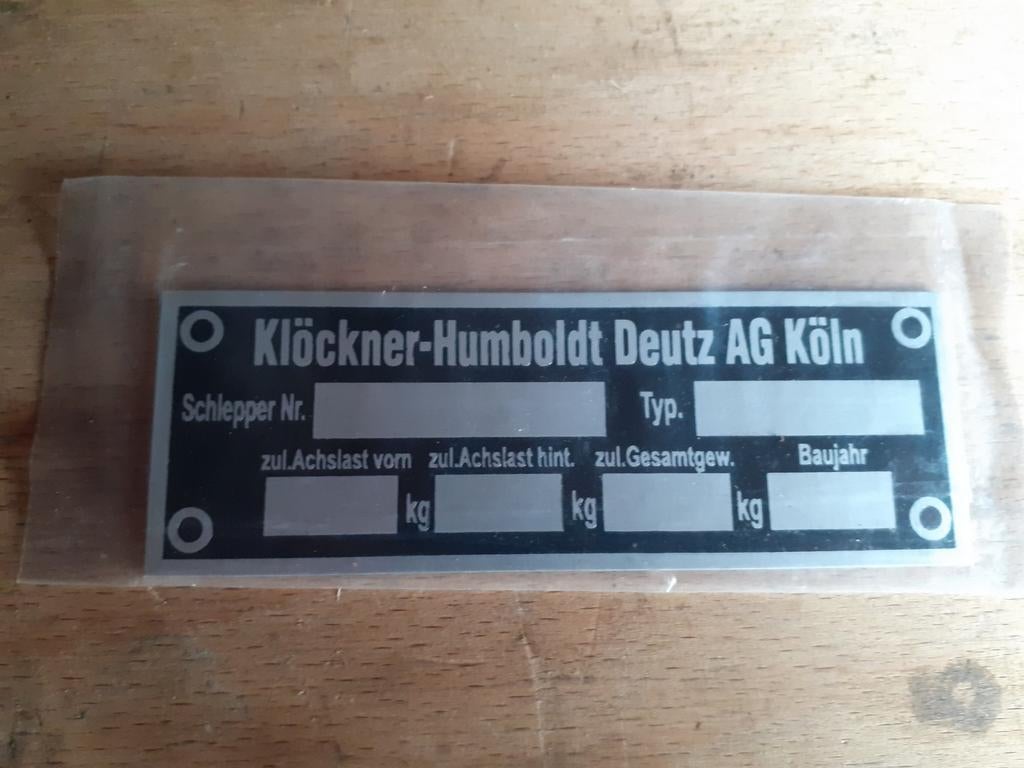 Deutz type plaat 06 07 dx, Ophalen of Verzenden, Nieuw, Desktop