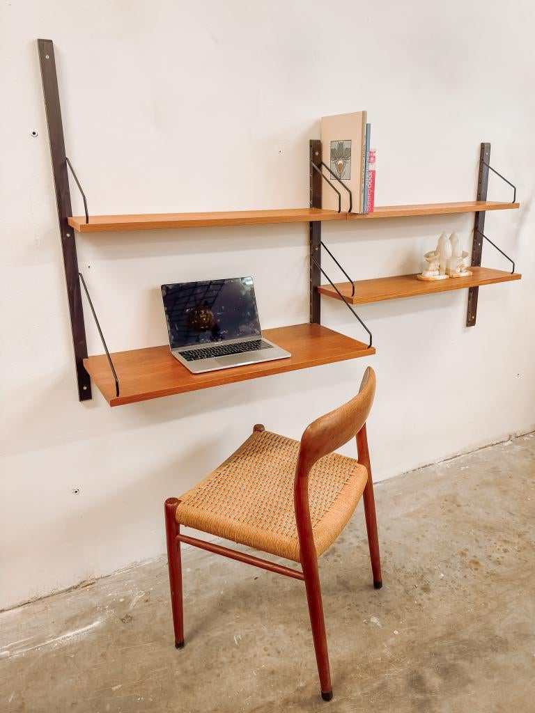 Vintage modulair wandmeubel Poul Cadovius, Met plank(en), -, -, Teakhout