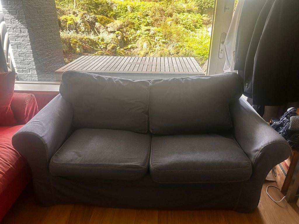 Ikea 2-zitsbank Ektrop blauw, Ophalen, 75 tot 100 cm, Minder dan 150 cm