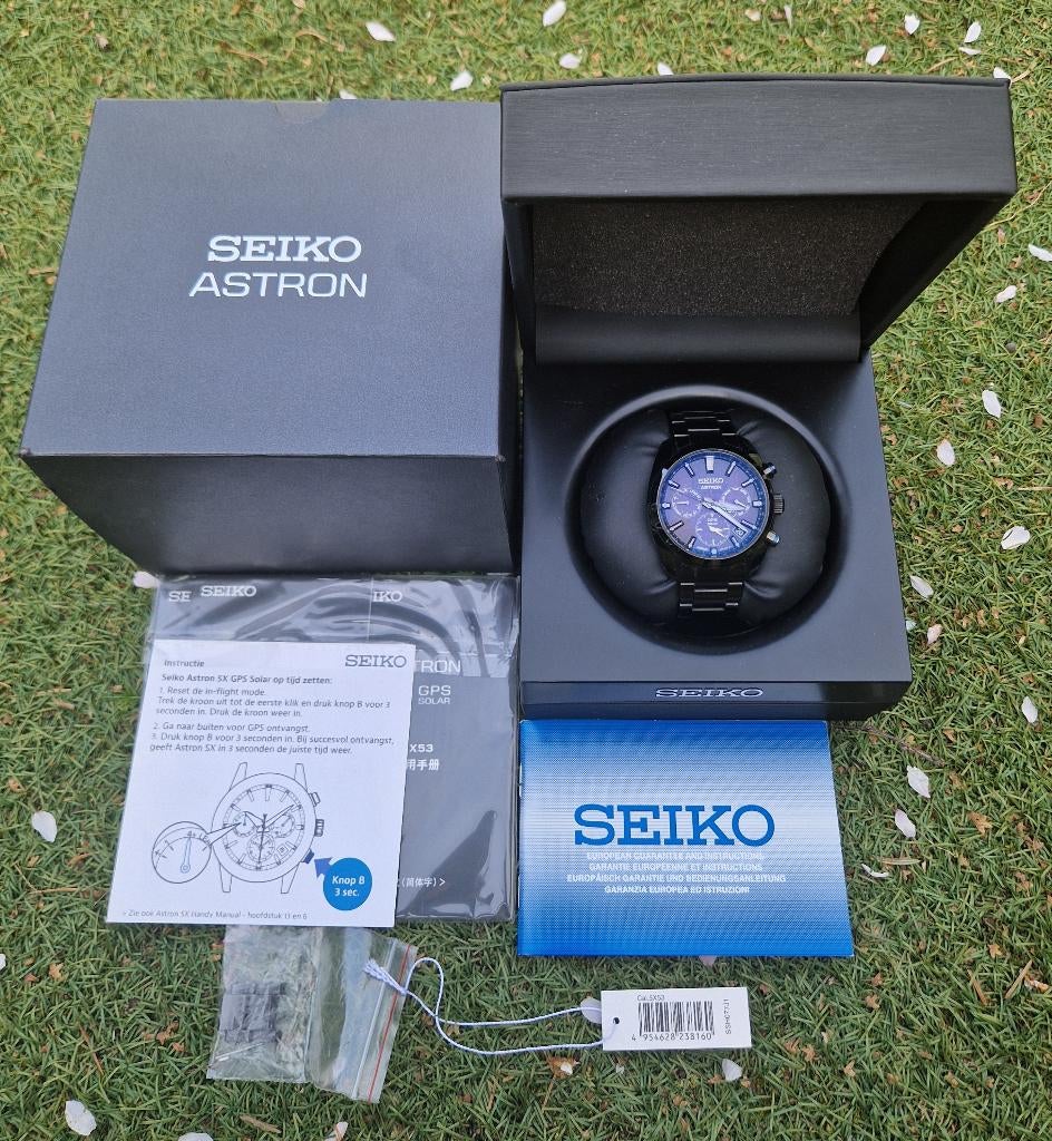 Seiko Astron GPS Solar Blue Nebula SSH077J1 heren horloge, Sieraden, Tassen en Uiterlijk, Horloges | Heren, Gebruikt, Staal, Polshorloge