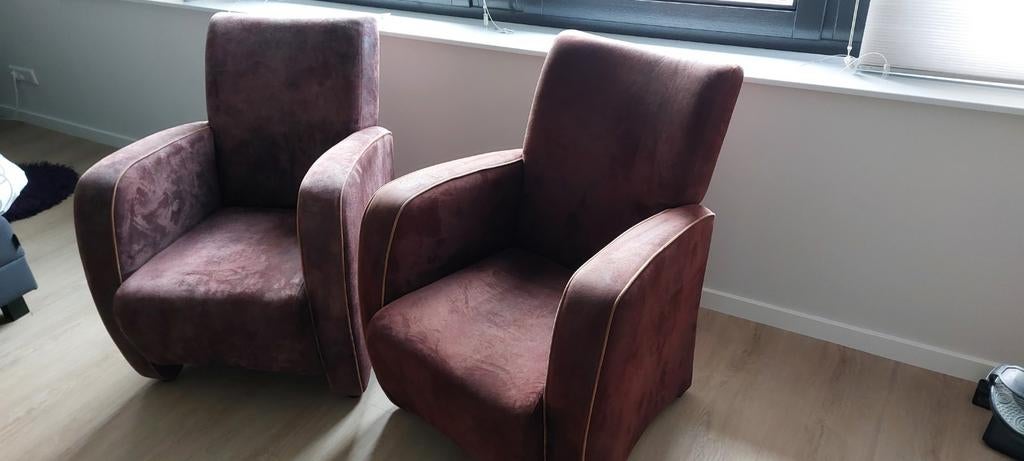 Set van 2 bruine fauteuils, Huis en Inrichting, Fauteuils, Ophalen